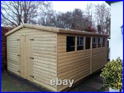 18'X10' Wooden Garden Shed Large Loglap Heavy Duty INSTALLED Workshop Hut Store