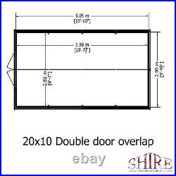 20x10 GARDEN SHED WOODEN APEX ROOF FLOOR DOUBLE DOOR WINDOWS WORKSHOP TOOL STORE
