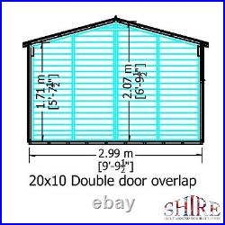 20x10 GARDEN SHED WOODEN APEX ROOF FLOOR DOUBLE DOOR WINDOWS WORKSHOP TOOL STORE