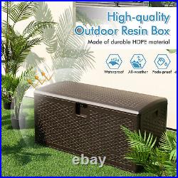 370L Outdoor Storage Container Garden Storage Bin Resin Deck Box withLock Hole