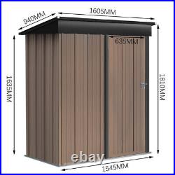 3x5- 6x8FT Storage Shed Lockable Door Galvanised Metal Brown Outdoor Garden Tool
