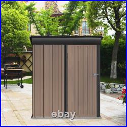 3x5- 6x8FT Storage Shed Lockable Door Galvanised Metal Brown Outdoor Garden Tool