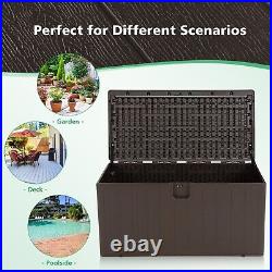400L Outdoor Patio Deck Box Weather Resistant Storage Tools Bin Garden Container