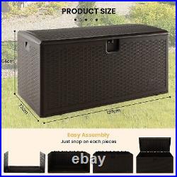 454L Resin Deck Box Outdoor Patio Garden Storage Bench Bin Container With Flip Lid