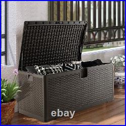 454L Resin Deck Box Outdoor Patio Garden Storage Bench Bin Container With Flip Lid