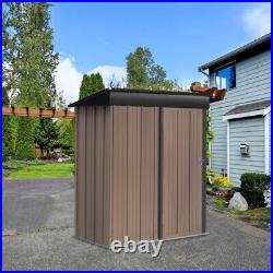 5x3ft Yard Lockable Garden Shed Pent Roof Small House Outdoor Storage Shed Brown