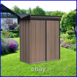5x3ft Yard Lockable Garden Shed Pent Roof Small House Outdoor Storage Shed Brown