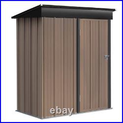 5x6ft Outdoor Garden Shed Bike Tool Storage House Container Shed MetalRoof Brown