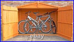 BIKE SHED STORAGE GARDEN STORE 7x3 BICYCLE APEX ROOF DOUBLE DOORS WOOD 7ft 3ft