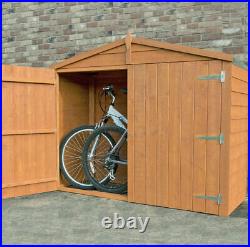 BIKE SHED STORAGE GARDEN STORE 7x3 BICYCLE APEX ROOF DOUBLE DOORS WOOD 7ft 3ft