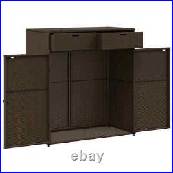Brown Poly Rattan Garden Storage Cabinet Weather-Resistant Cupboard J6M5