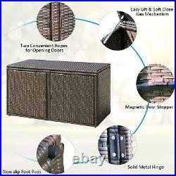 Costway Outdoor PE Wicker Storage Box 330L Garden Patio Storage Container