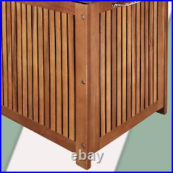 Deuba Storage Box With Wheels 117cm Acacia Wood Garden Wooden Chest