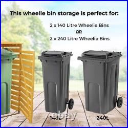 Double Wheelie Bin Storage Lockable Wooden Shed Outdoor Garden Dustbin Store