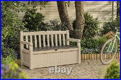 Eden Bench 265L Outdoor 60% Recycled Garden Furniture Storage Box Beige & Brown