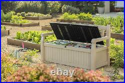 Eden Bench 265L Outdoor 60% Recycled Garden Furniture Storage Box Beige & Brown
