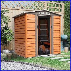 Garden Metal Storage Shed 6.5x5.2ft Outdoor Tools Storage with Ventilation BROWN