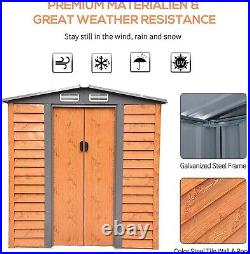 Garden Metal Storage Shed 6.5x5.2ft Outdoor Tools Storage with Ventilation BROWN