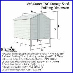 Garden Shed Apex Roof Wooden Storage 8x6 / 6x4 T&G Window Windowless Storer