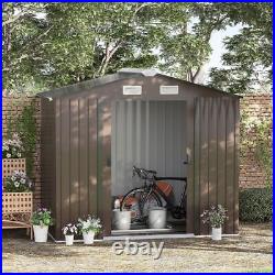 Garden Shed Storage Unit withLocking Door Floor Foundation Vent Brown