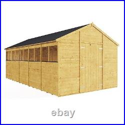 Garden Shed Wooden Shed 16 x 10ft Outdoor Storage Apex Roof Windows Double Doors