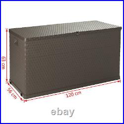 Garden Storage Box 420 L Brown Lockable Outdoor Cushion Chest Utility F7O7
