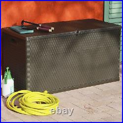 Garden Storage Box 420 L Brown Lockable Outdoor Cushion Chest Utility N0V1