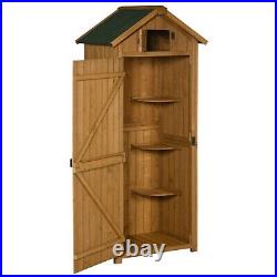 Garden Storage Wooden Shed Tool Storage Organiser Box 77 x 54 x 179 cm Brown