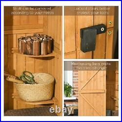 Garden Storage Wooden Shed Tool Storage Organiser Box 77 x 54 x 179 cm Brown