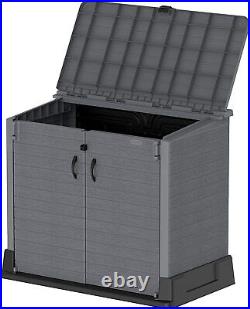 Grey 850L Plastic Garden Storage Box Waterproof Outdoor Lockable Shed Bike Bin