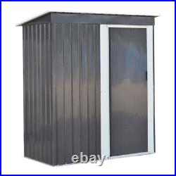 Grey / Brown Pent Metal Shed Outdoor Garden Tools Storage Steel Frame -5ft x 3ft