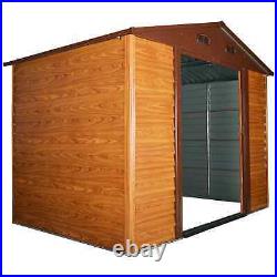 Heavy Duty Tool Shed Durable Steel Double Door Garden Equipment Storage Brown