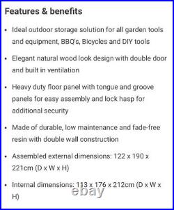 Keter Darwin 6 x 4ft Double Door Outdoor Apex Garden Storage Shed-New(other)