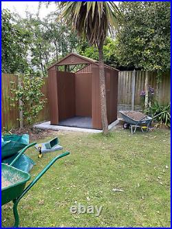 Keter Darwin Outdoor Apex Double Door Garden Storage Shed 6ft x 6ft In Brown