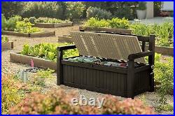 Keter Eden Garden Storage Bench 265L Waterproof Outdoor Furniture Biege Brown XL