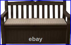 Keter Eden Garden Storage Bench 265L Waterproof Outdoor Furniture Biege Brown XL