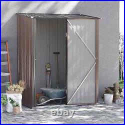 Lean-To Garden Shed Durable Steel Outdoor Lawn Tool Equipment Bike Storage Brown