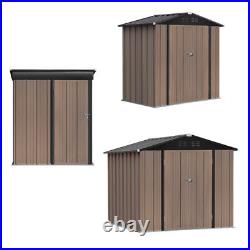 Metal 6x4ft, 8x6ft, 5x3ft Garden Shed Outdoor Tool Storage House Container Brown