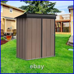 Metal Garden Shed 6x4, 8x4ft Outdoor Storage Pent Roof Organizer Log Tools Box