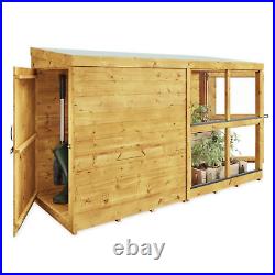 Mini Wooden Greenhouse 8x3ft Small Outdoor Growhouse Dual Entrance Garden Plants