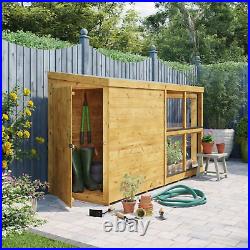 Mini Wooden Greenhouse 8x3ft Small Outdoor Growhouse Dual Entrance Garden Plants
