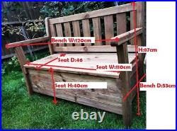NEW! WOODEN SOLID HEAVY GARDEN STORAGE BENCH BOX 120cm 4ft impregnated pine wood