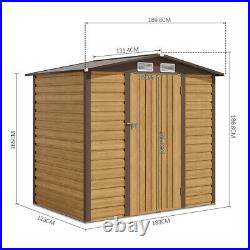 Natural Wood Effect Outdoor Large Shed Steel Garden Tool Bike Storage Shed House