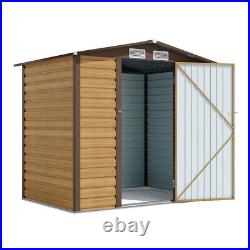 Natural Wood Effect Outdoor Large Shed Steel Garden Tool Bike Storage Shed House