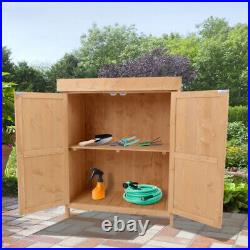 Outdoor Garden Storage Tool Shed Cabinet Wooden Box Shelves Organizer Cupboard