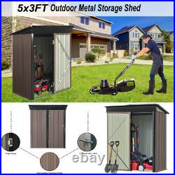 Outdoor Garden Tool Shed Storage Door Backyard Bike Bin Tool Storage 5X3ft Grey
