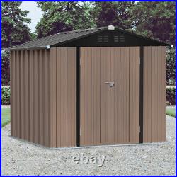 Outdoor Metal Storage Shed 3x5ft 4x6 6x8ft Lockable Garden Tools House With Base