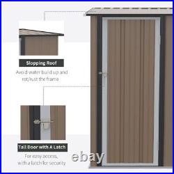 Outdoor Storage Shed Steel Garden Shed with Lockable Door Brown