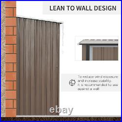 Outdoor Storage Shed Steel Garden Shed with Lockable Door for Backyard Brown