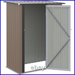 Outdoor Storage Shed Steel Garden Shed with Lockable Door for Backyard Brown